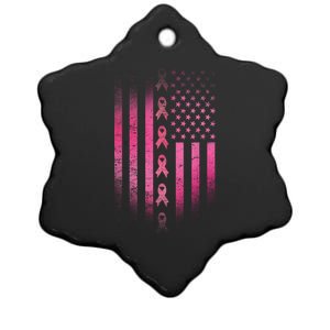 Breast Cancer American Flag Ceramic Star Ornament