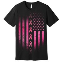 Breast Cancer American Flag Premium T-Shirt