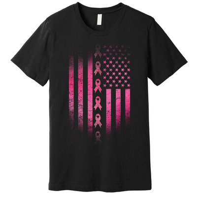 Breast Cancer American Flag Premium T-Shirt