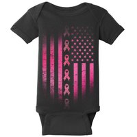 Breast Cancer American Flag Baby Bodysuit