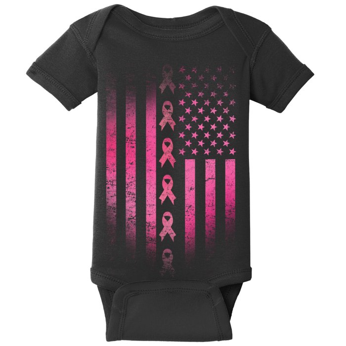 Breast Cancer American Flag Baby Bodysuit