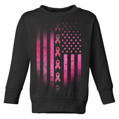 Breast Cancer American Flag Toddler Sweatshirt