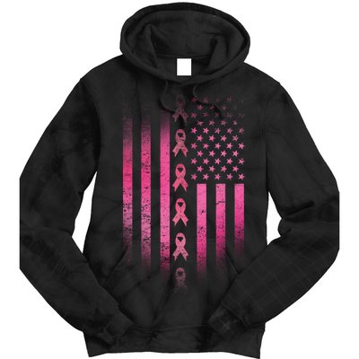 Breast Cancer American Flag Tie Dye Hoodie