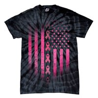 Breast Cancer American Flag Tie-Dye T-Shirt