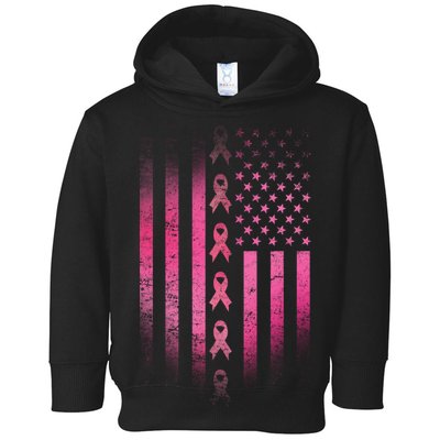 Breast Cancer American Flag Toddler Hoodie