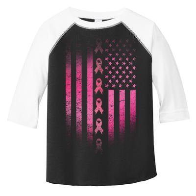 Breast Cancer American Flag Toddler Fine Jersey T-Shirt