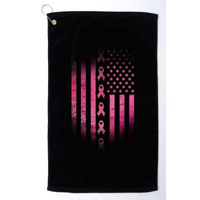 Breast Cancer American Flag Platinum Collection Golf Towel