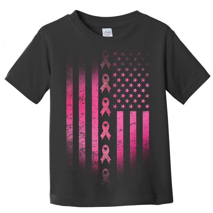 Breast Cancer American Flag Toddler T-Shirt