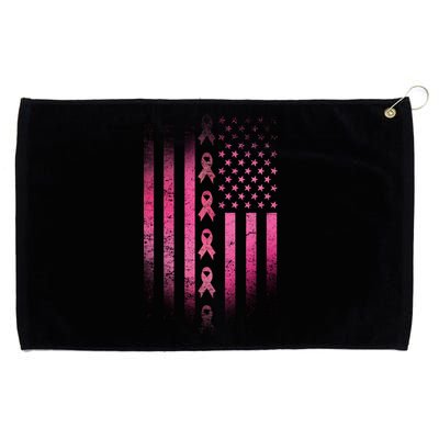 Breast Cancer American Flag Grommeted Golf Towel