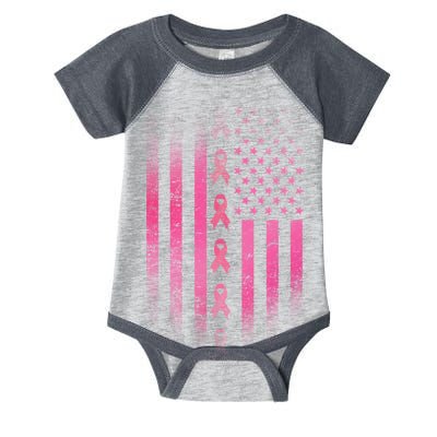 Breast Cancer American Flag Infant Baby Jersey Bodysuit