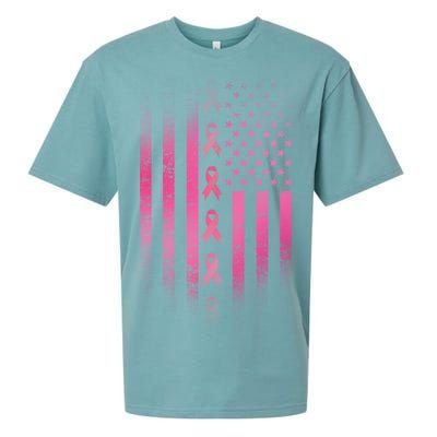 Breast Cancer American Flag Sueded Cloud Jersey T-Shirt