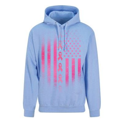 Breast Cancer American Flag Unisex Surf Hoodie