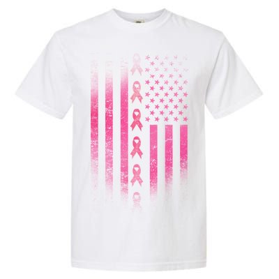 Breast Cancer American Flag Garment-Dyed Heavyweight T-Shirt