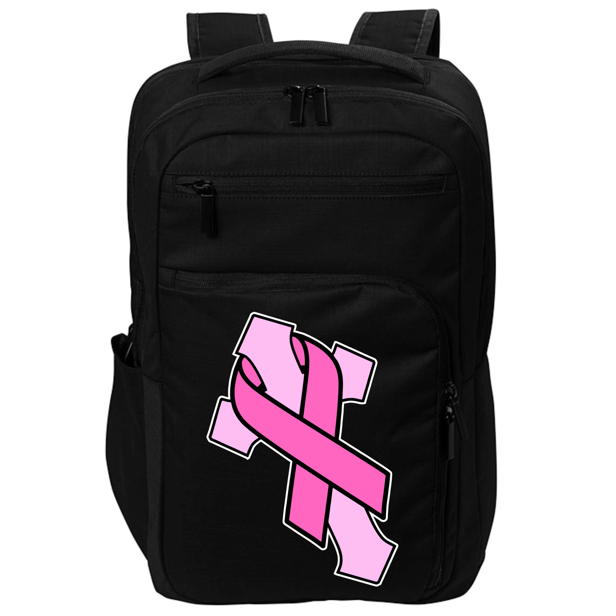 Breast Cancer Awareness Christian Pink Cross Ribbon Impact Tech Backpack