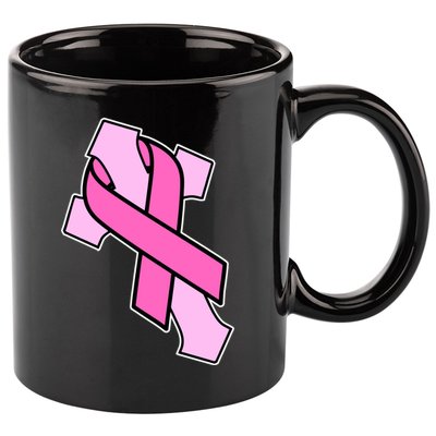 Breast Cancer Awareness Christian Pink Cross Ribbon 11oz C Handle Ceramic Mug