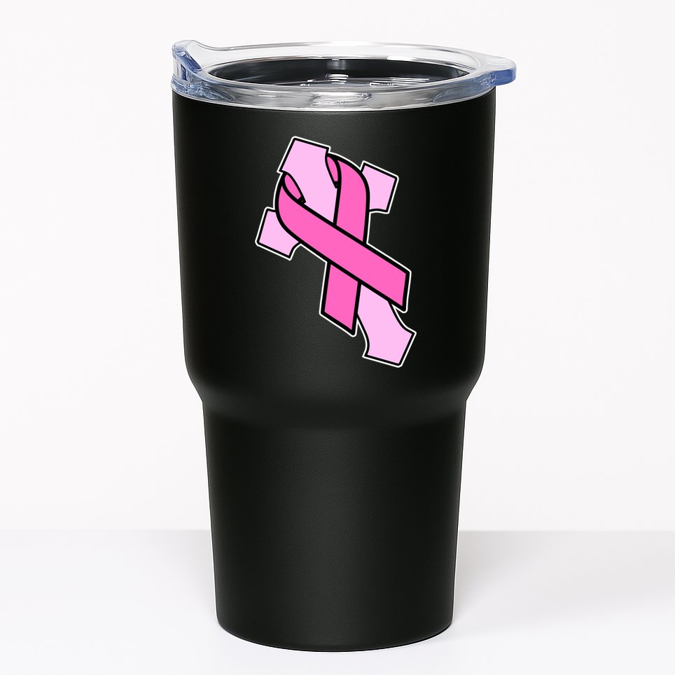 Breast Cancer Awareness Christian Pink Cross Ribbon Tumbler