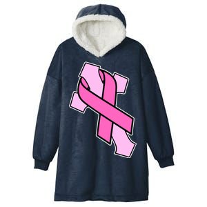 Breast Cancer Awareness Christian Pink Cross Ribbon Hooded Wearable Blanket