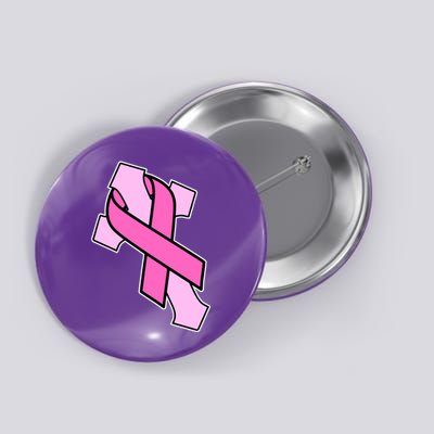 Breast Cancer Awareness Christian Pink Cross Ribbon Button
