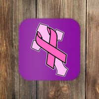 Breast Cancer Awareness Christian Pink Cross Ribbon Coaster