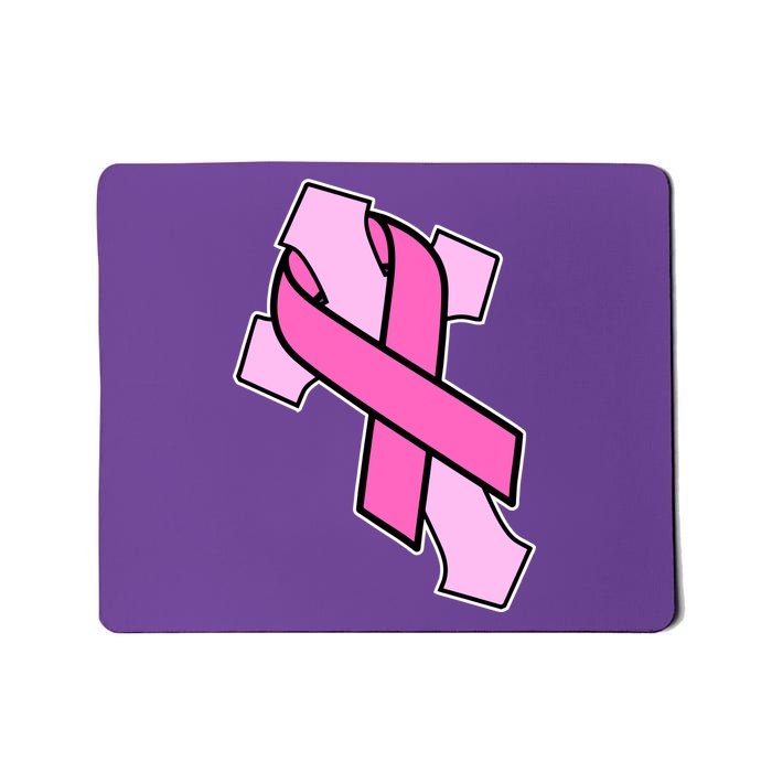 Breast Cancer Awareness Christian Pink Cross Ribbon Mousepad