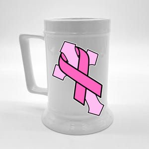 Breast Cancer Awareness Christian Pink Cross Ribbon Beer Stein