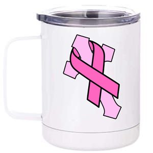 Breast Cancer Awareness Christian Pink Cross Ribbon 12 oz Stainless Steel Tumbler Cup