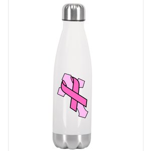 Breast Cancer Awareness Christian Pink Cross Ribbon Stainless Steel Insulated Water Bottle