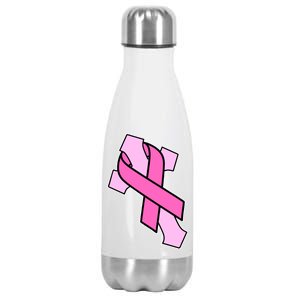 Breast Cancer Awareness Christian Pink Cross Ribbon Stainless Steel Insulated Water Bottle