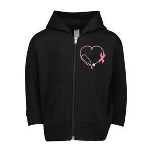 Breast Cancer Awareness Doctor Nurse Stethoscope Toddler Zip Fleece Hoodie