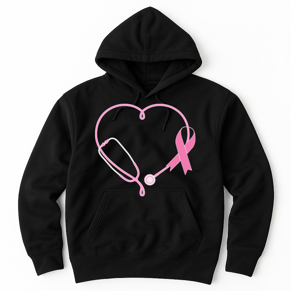 Breast Cancer Awareness Doctor Nurse Stethoscope Hoodie
