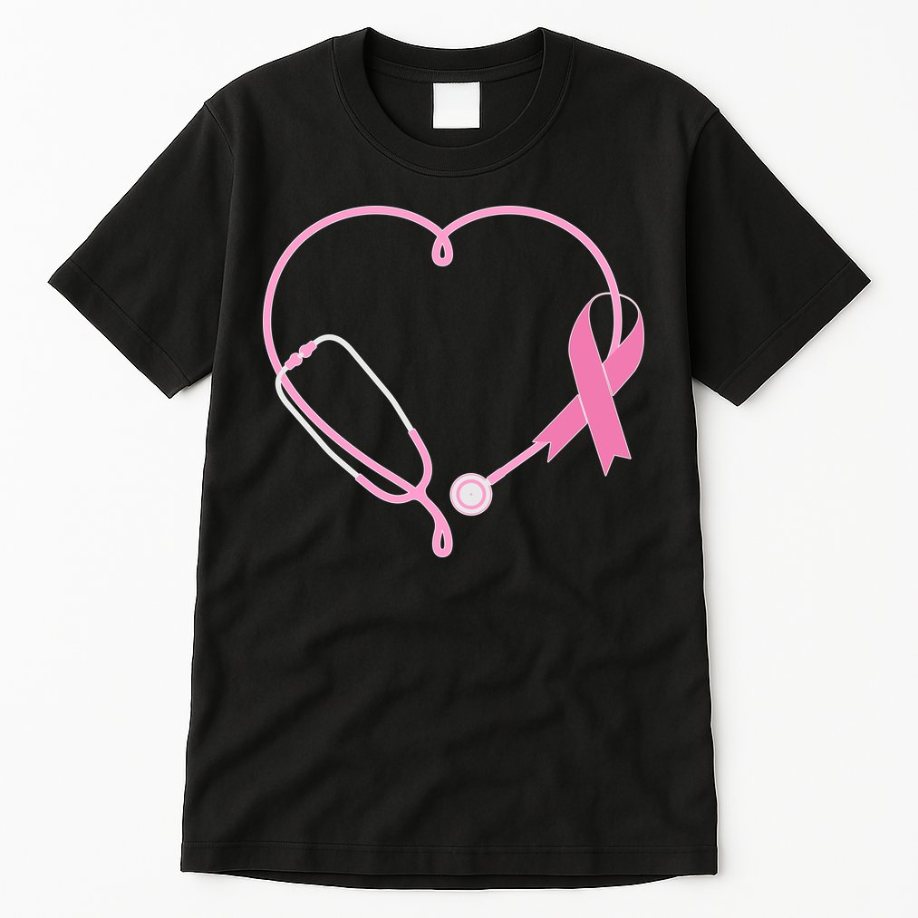 Breast Cancer Awareness Doctor Nurse Stethoscope Tall T-Shirt