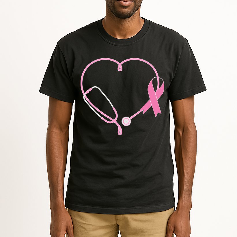 Breast Cancer Awareness Doctor Nurse Stethoscope Tall T-Shirt