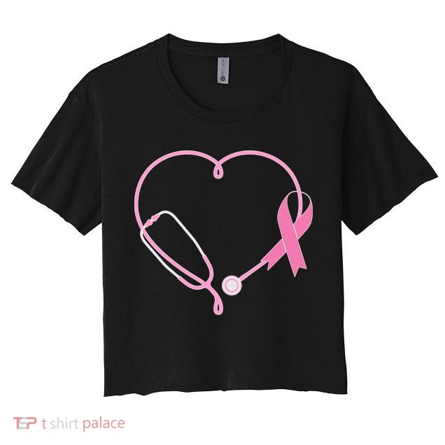 Breast Cancer Awareness Doctor Nurse Stethoscope Crop Top