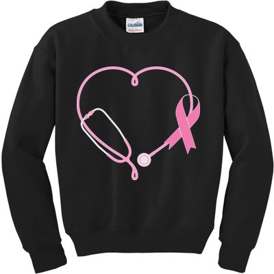 Breast Cancer Awareness Doctor Nurse Stethoscope Kids Sweatshirt