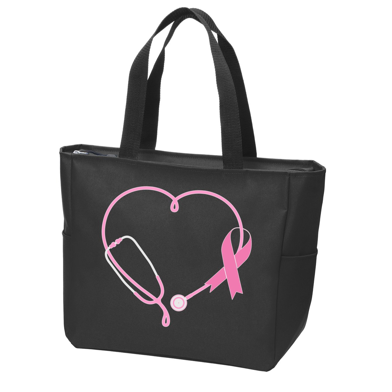 Breast Cancer Awareness Doctor Nurse Stethoscope Zip Tote Bag