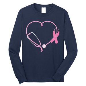 Breast Cancer Awareness Doctor Nurse Stethoscope Long Sleeve Shirt