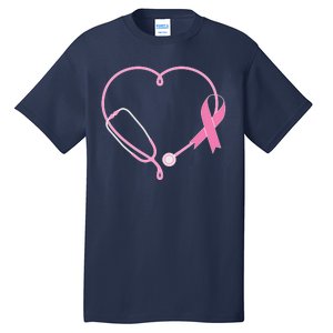 Breast Cancer Awareness Doctor Nurse Stethoscope Tall T-Shirt