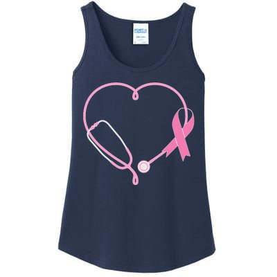 Breast Cancer Awareness Doctor Nurse Stethoscope Ladies Essential Tank