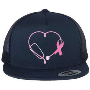 Breast Cancer Awareness Doctor Nurse Stethoscope Flat Bill Trucker Hat