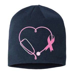 Breast Cancer Awareness Doctor Nurse Stethoscope Sustainable Beanie