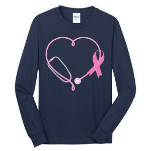 Breast Cancer Awareness Doctor Nurse Stethoscope Tall Long Sleeve T-Shirt