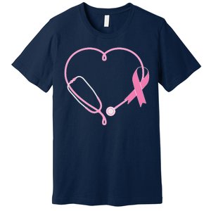 Breast Cancer Awareness Doctor Nurse Stethoscope Premium T-Shirt