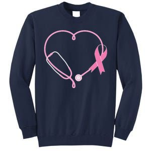 Breast Cancer Awareness Doctor Nurse Stethoscope Tall Sweatshirt