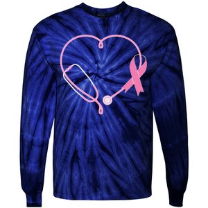 Breast Cancer Awareness Doctor Nurse Stethoscope Tie-Dye Long Sleeve Shirt