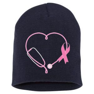 Breast Cancer Awareness Doctor Nurse Stethoscope Short Acrylic Beanie