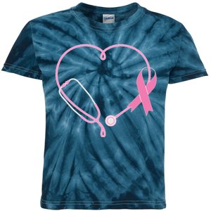 Breast Cancer Awareness Doctor Nurse Stethoscope Kids Tie-Dye T-Shirt