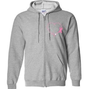 Breast Cancer Awareness Doctor Nurse Stethoscope Full Zip Hoodie