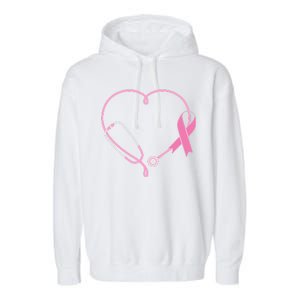 Breast Cancer Awareness Doctor Nurse Stethoscope Garment-Dyed Fleece Hoodie