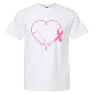 Breast Cancer Awareness Doctor Nurse Stethoscope Garment-Dyed Heavyweight T-Shirt