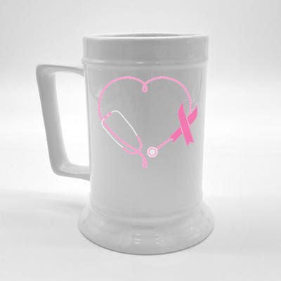 Breast Cancer Awareness Doctor Nurse Stethoscope Beer Stein